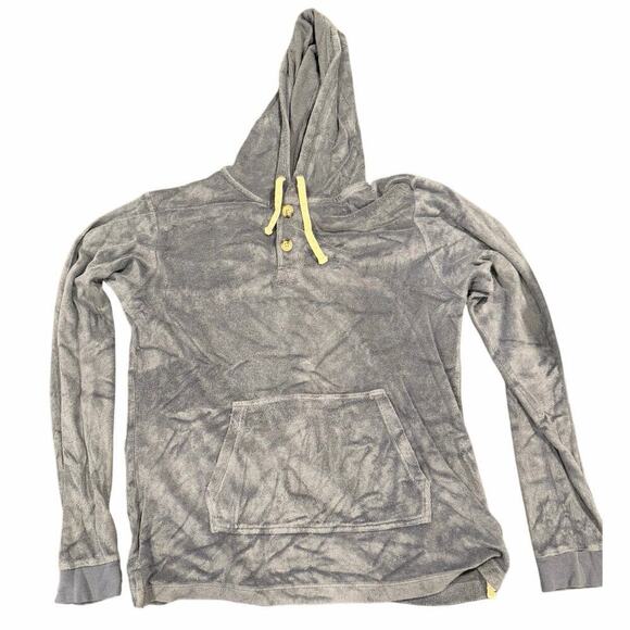 Marine Layer Sweaters - Marine Layer Blue Velour Large Hoodie Kangaroo Pocket Henley